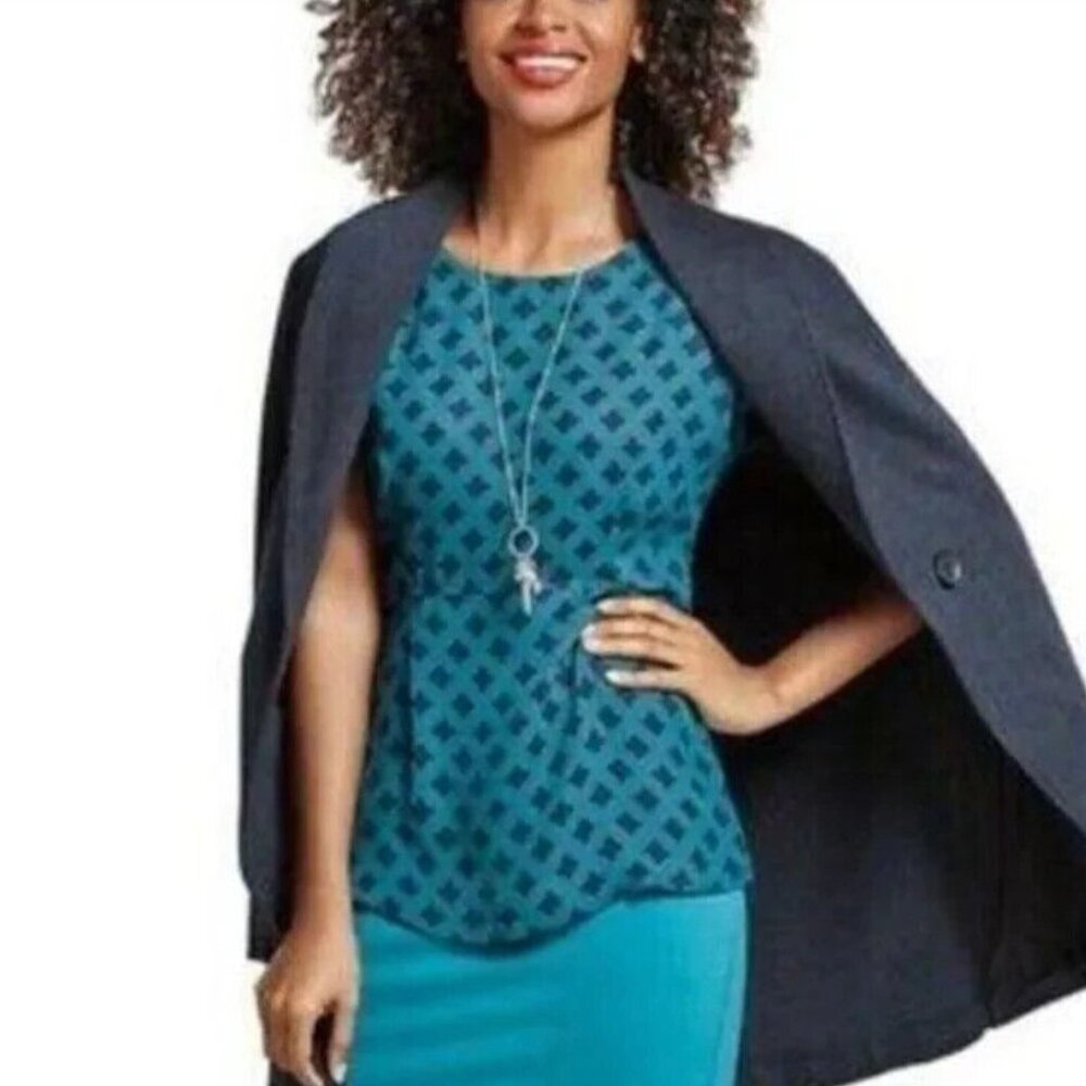 Cabi Womens Foulard Blouse Lined Peplum Tank Top Size XS Extra Small Split Shirt